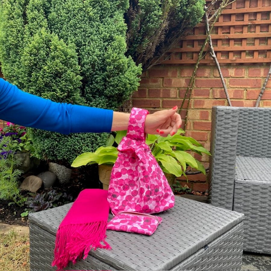 Japanese Knot bag - Project Bag - Evening Bag - Gift Bag - Crochet Bag