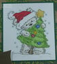 Handmade Christmas card - cute bear with Christmas tree - Image 2