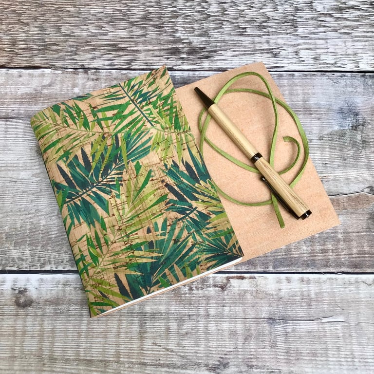Cork Journal with Bamboo Leaves 