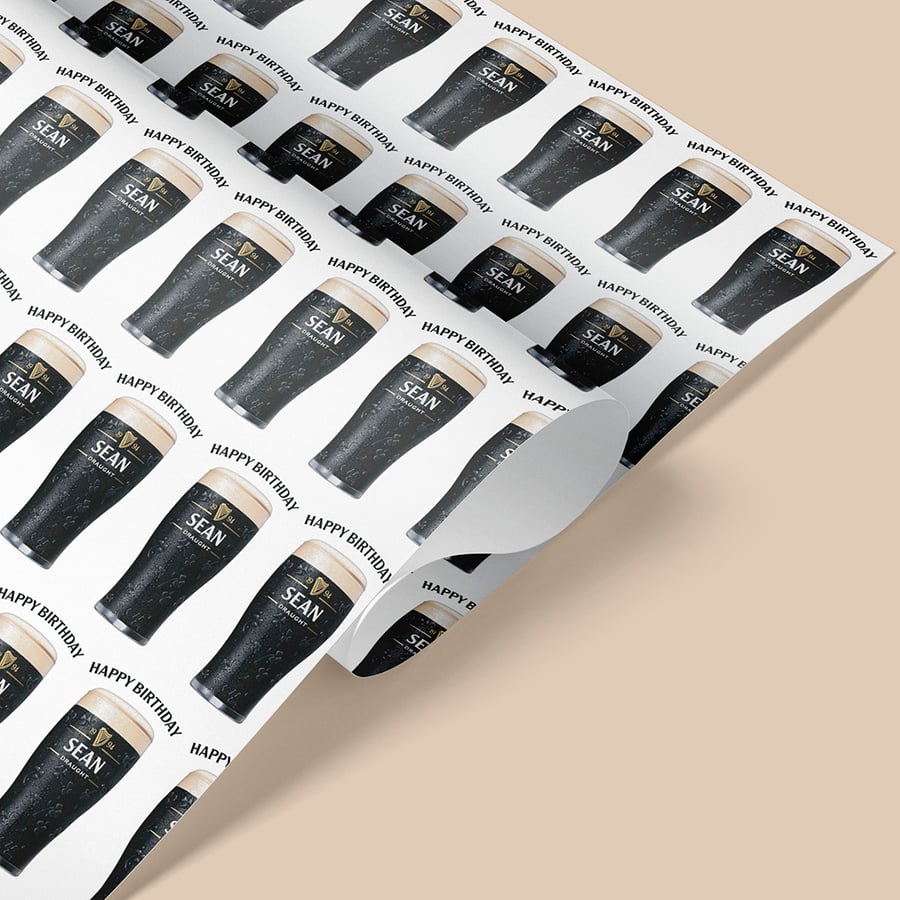 Personalised Pint of Irish Stout wrapping paper