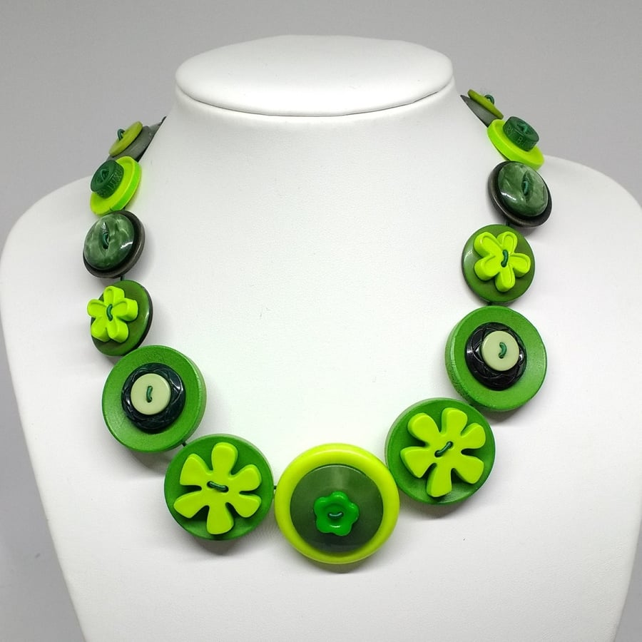 Green Fancy Button Necklace