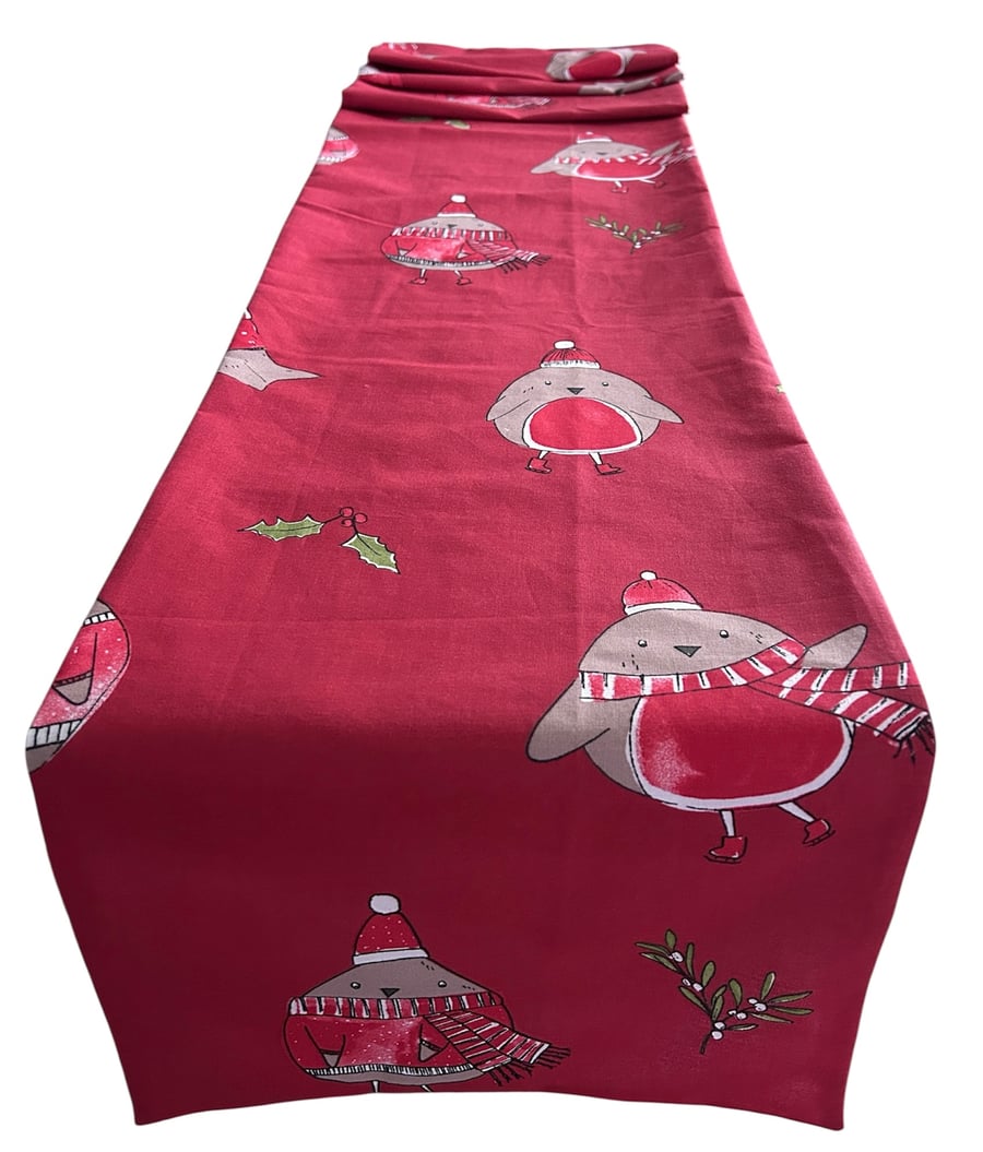 Christmas Robin Print Table Runner 2m x 30cm Gift Idea