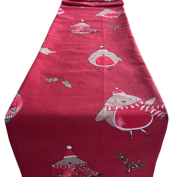Christmas Robin Print Table Runner 2m x 30cm Gift Idea