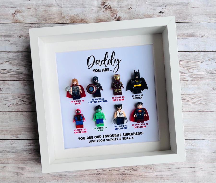 Dad Daddy Superhero Minifigures Frame