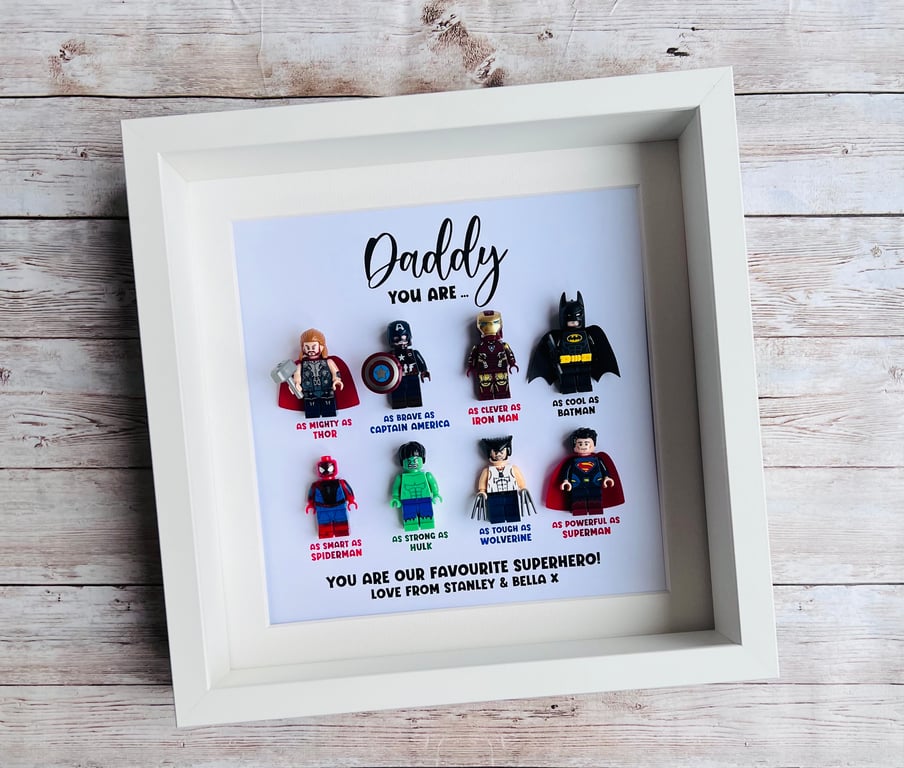 Dad Daddy Superhero Minifigures Frame