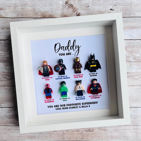 Dad Daddy Superhero Minifigures Frame