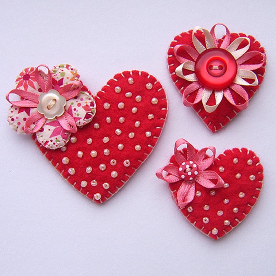 Set of 3 Felt Brooches