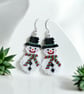Festive Christmas Snowman beadwork earrings