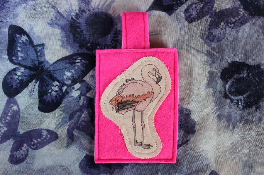 SALE ITEM - Flamingo Card Holder Cute Bag Accessory Label
