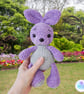 Lilac and grey crochet plush bunny soft toy. Rabbit boots set. UKCA tested.