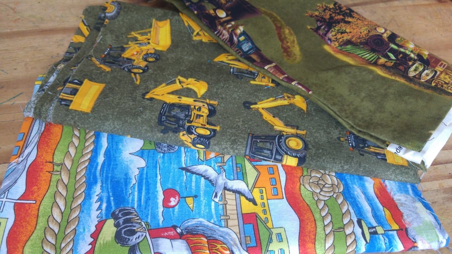 Transport Fabric Bundle Steam Train Tug Boat Diggers