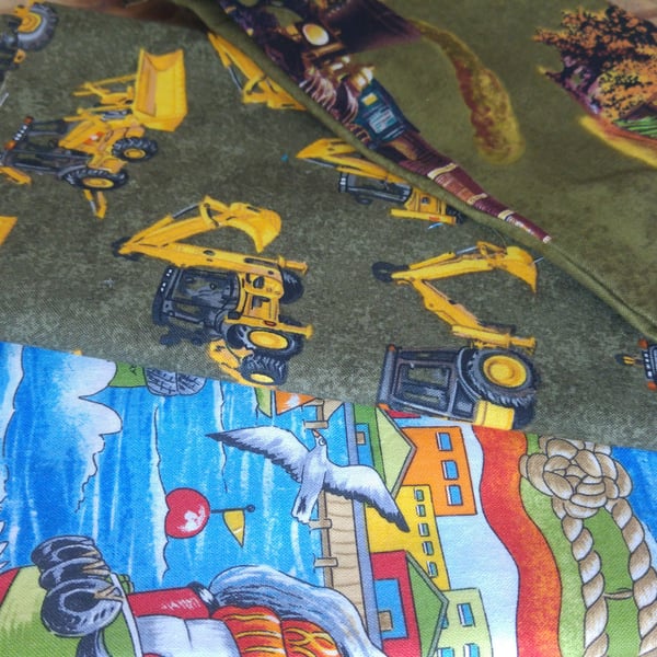 Transport Fabric Bundle Steam Train Tug Boat Diggers