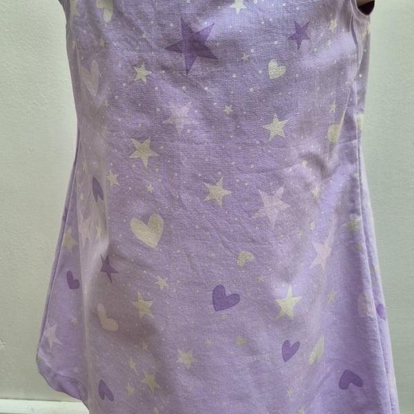 Girls dress lilac with silver starts and hearts age 3-4 years