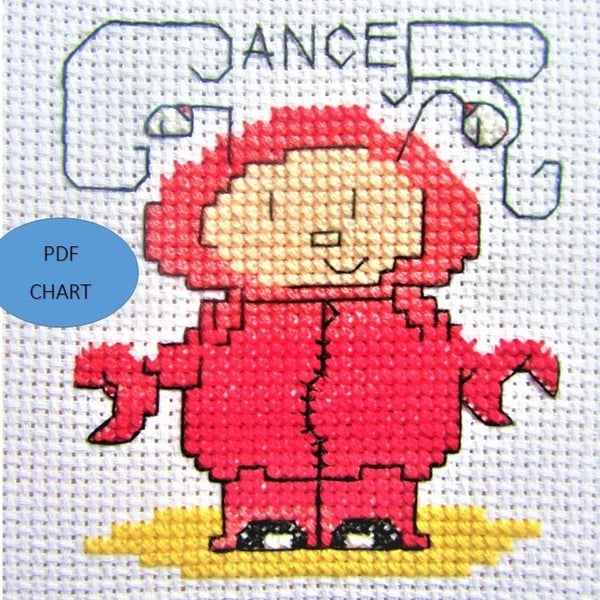 Cancer star sign zodiac theme small cross stitch digital Download PDF chart