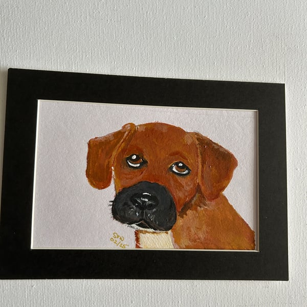 Puppy portrait original painting 5x7" 