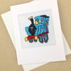 Sale...A Train for Birthday. Train Lover. Blank. Child. Cross Stitch Card