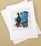Sale...A Train for Birthday. Train Lover. Blank. Child. Cross Stitch Card - Image 1