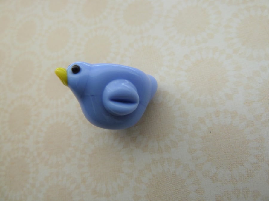 handmade lampwork blue bird glass bead