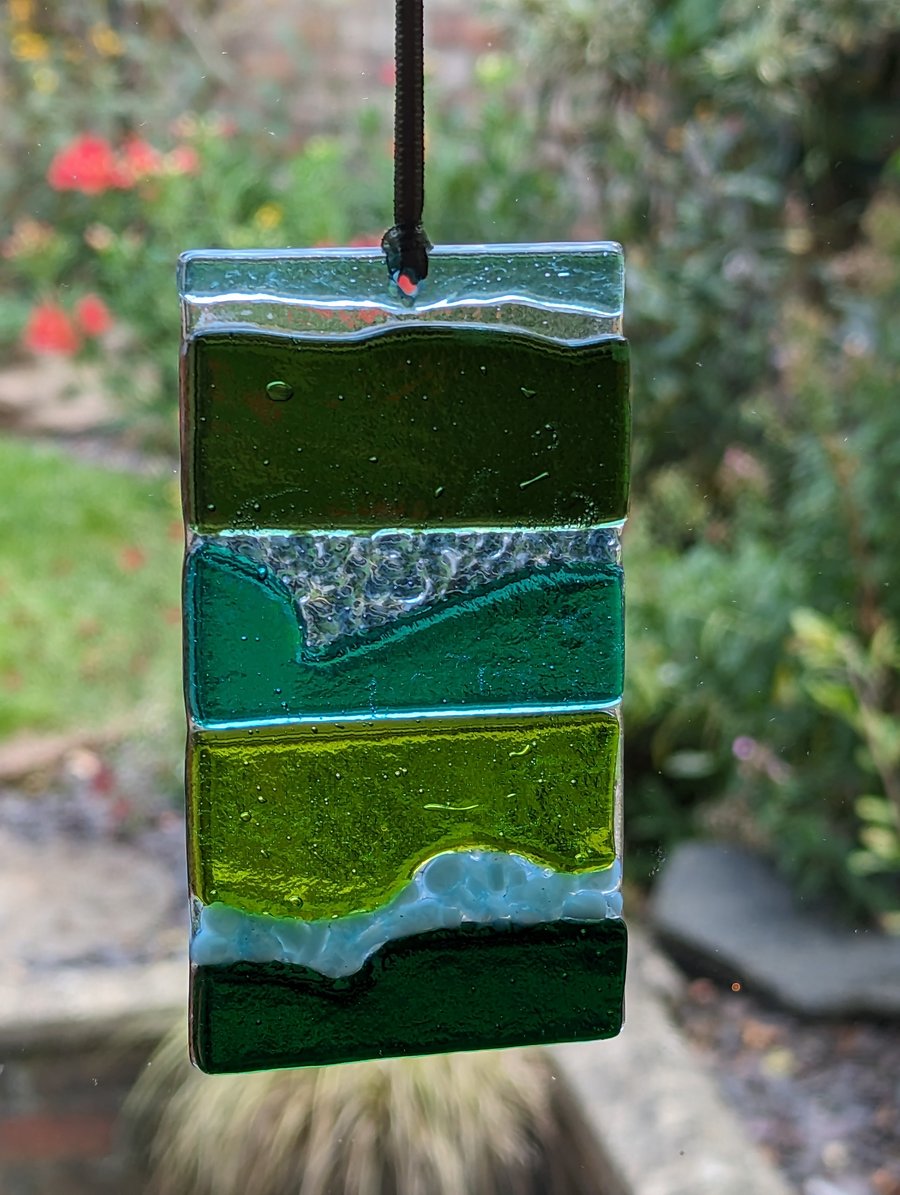 Fused Glass Artistic Landscape Hanger