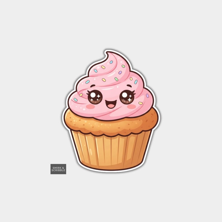 Funny Vinyl Die Cut Sticker For Adults - Cute Kawaii Cupcake