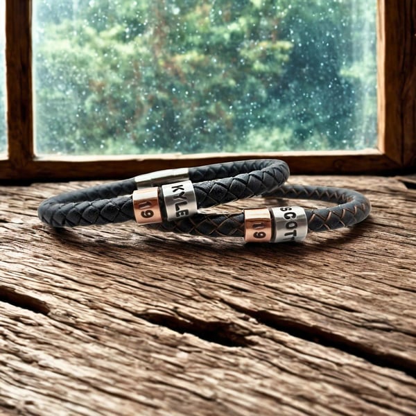 19th Birthday Gift - Personalised Leather Bracelet - Son Brother Grandson Nephew