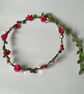 Hot Pink Fabric Flower Crown with sequins & beads - One size, Long Lasting!