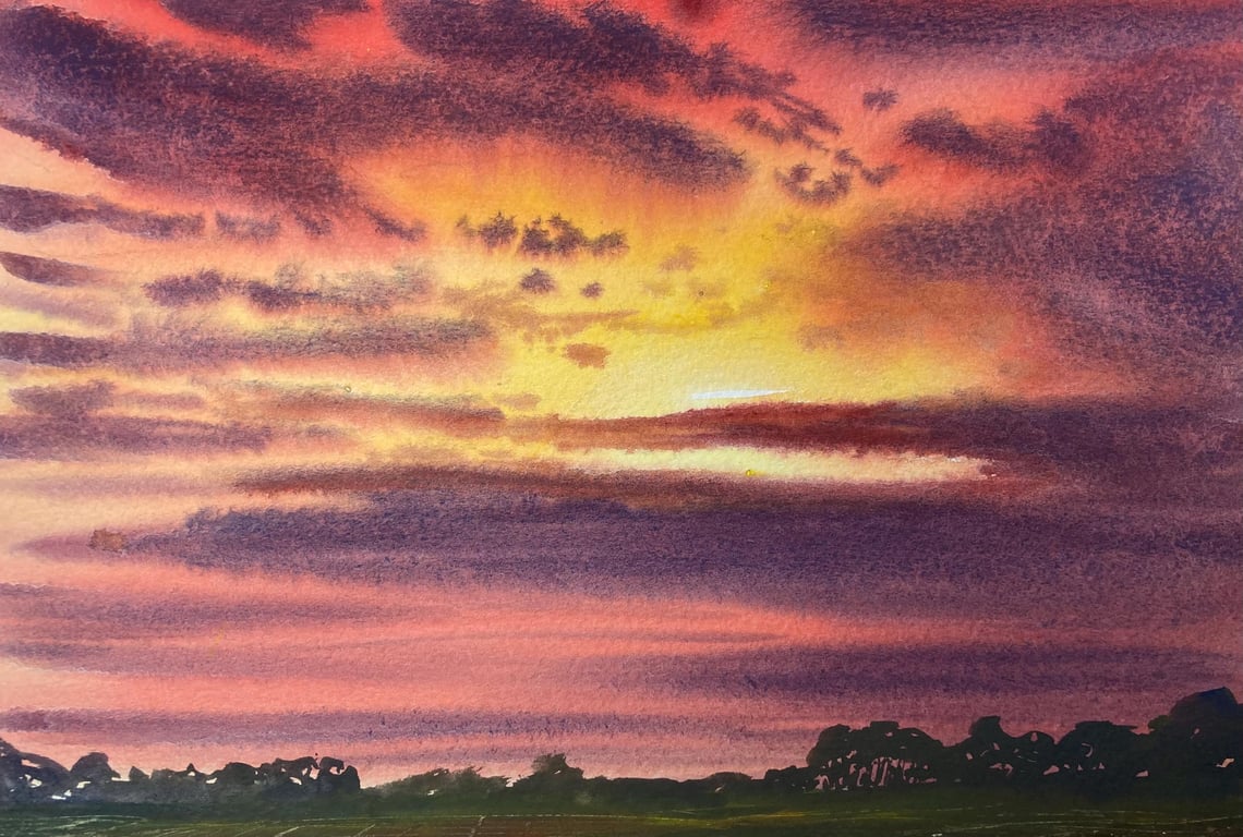 Summer sunset 2 (Original Gouache painting)  