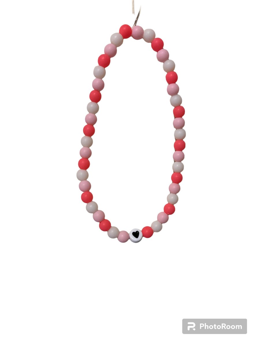 Heart bead clay bead phone charm