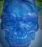 Blue resin rose petal skull