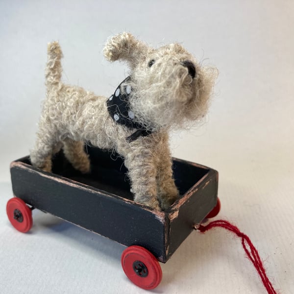Clarence - Terrier and Wooden Trolley. 