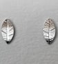 Sterling Silver Leaf print Stud Earrings - Image 3
