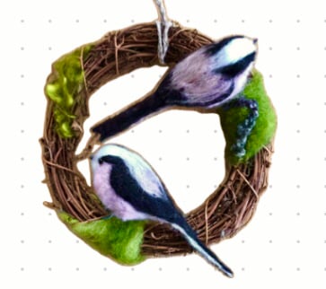 Long-tailed tits spring time wreath 