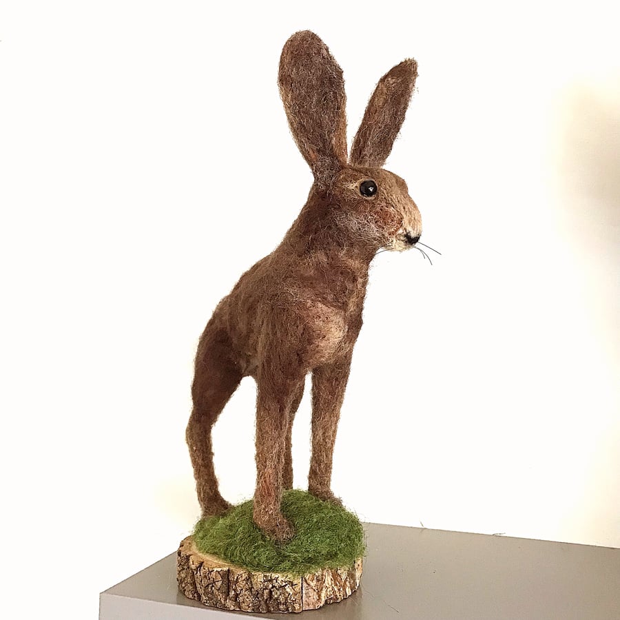 Hare needle felted soft sculpture animal 