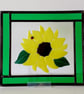 Leaded stained glass panel with fused glass sunflower design