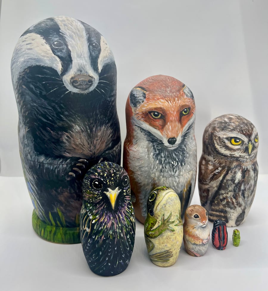 Badger and friends wildlife nesting dolls