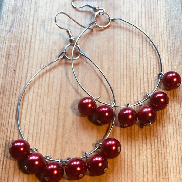 Red hoop earrings 