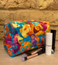 Bright Abstract Print Fabric Quilted Box Shape Makeup Bag - Image 6