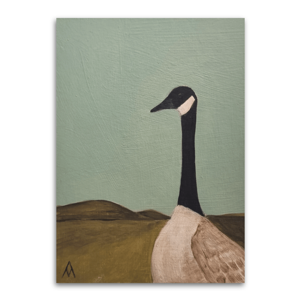 Charming Small Acrylic Painting Of A Goose In Nature - Animal Bird Lover Gift