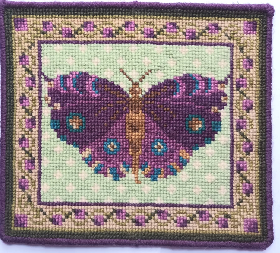 Purple Butterfly Tapestry Kit By Animal Fayre, Counted, Cushion Insert, Picture