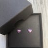 Purple enamel heart studs. Sterling silver studs.