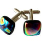 Dichroic Swirl Glass Cuff Links - Image 5