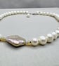 Ivory Pearl Necklace with Nucleated Pearl Pendant with Opals  - Image 10