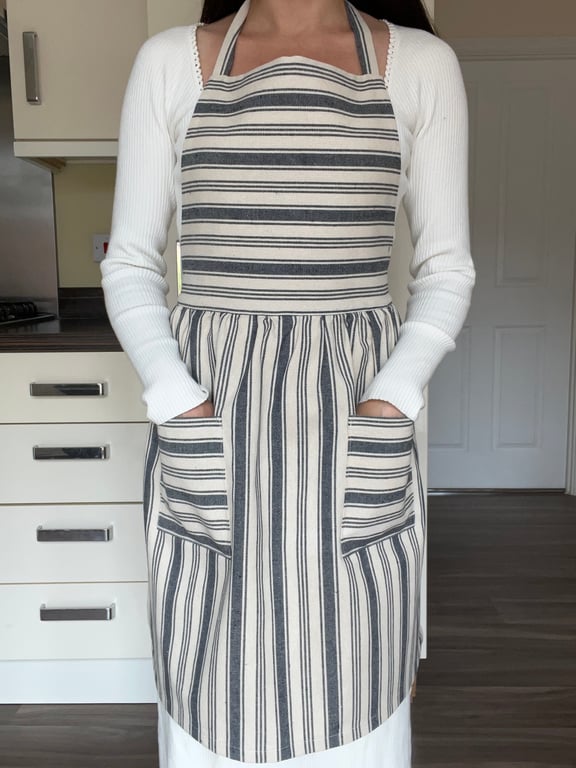 Handmade Striped Cotton Navy Apron