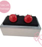 Red Fused Glass Cuff Links - Image 1