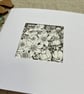 Card, hand drawn floral greetings card in ink, original art, blank card.  - Image 3