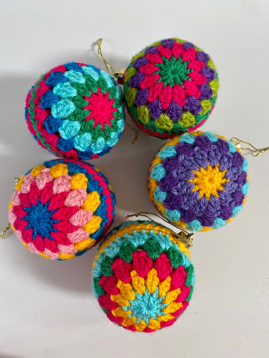 Set of 3 crochet Christmas baubles - mix and match