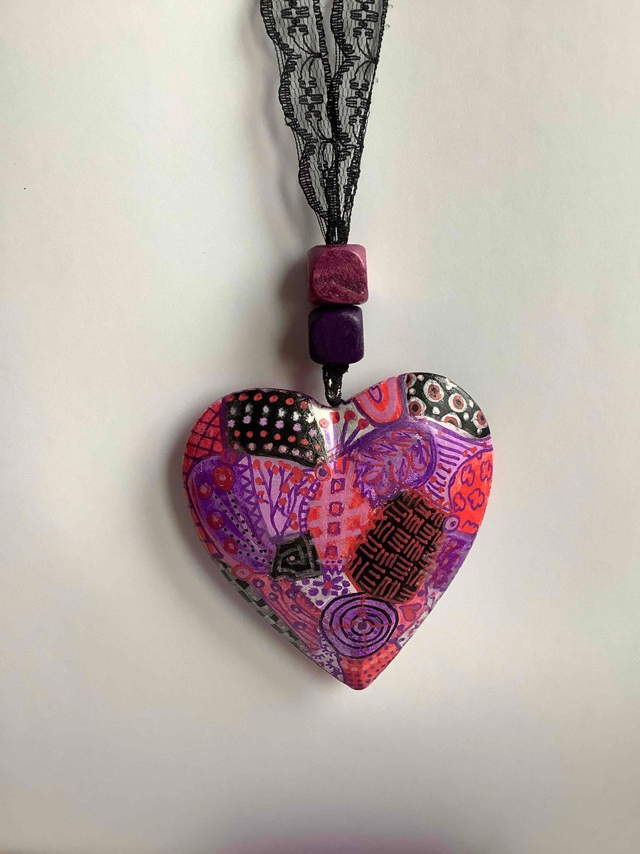 Purplish abstract wooden heart