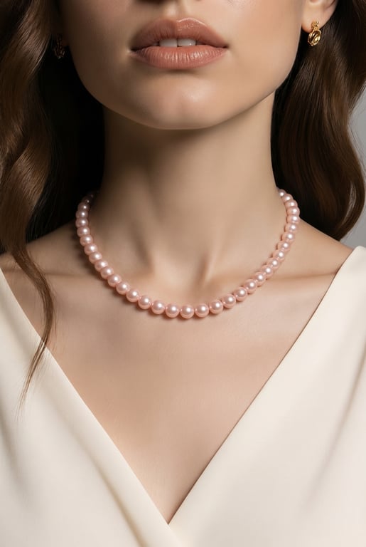 Pink Freshwater Pearl Necklace in Sterling Silver
