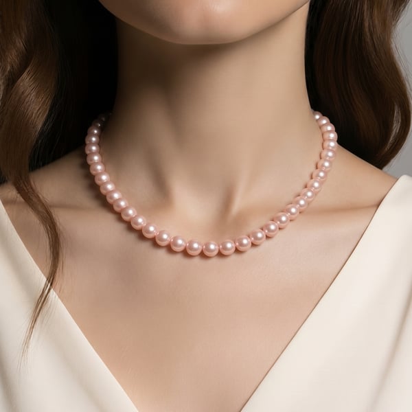 Pink Freshwater Pearl Necklace in Sterling Silver
