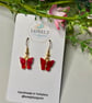 Red Butterfly Earrings, Charm Earrings, Handmade Jewellery 